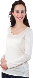 T-shirt soie manches longues col rond pour femme