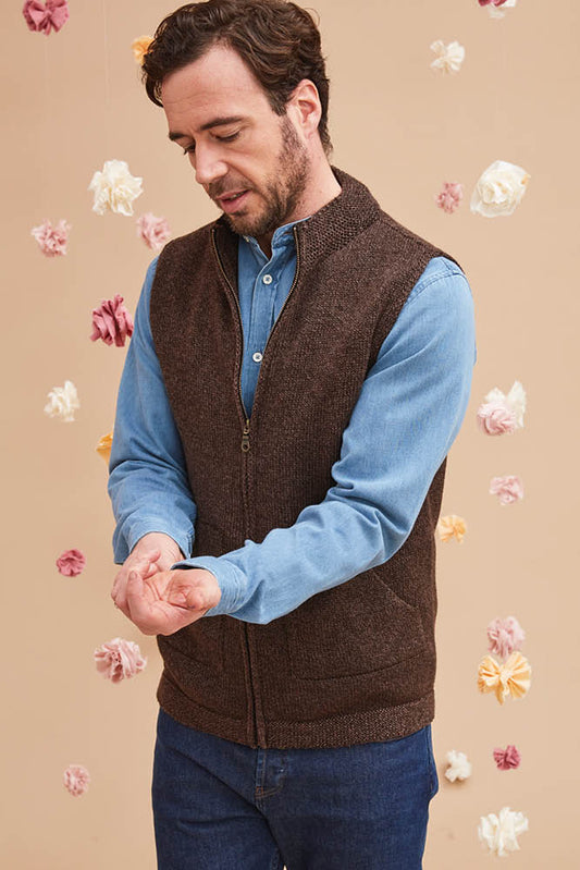 Veste sans manche yack mérinos et soie pour homme